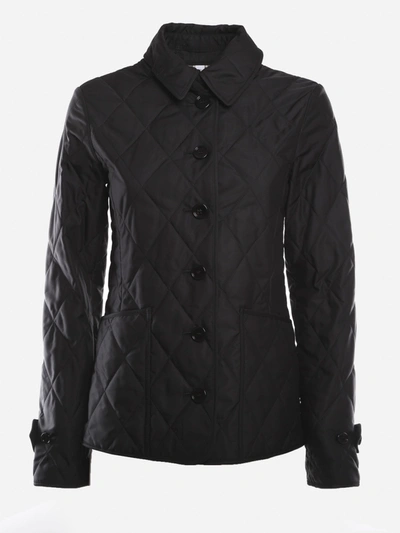 Shop Burberry Quilted Down Jacket In Technical Fabric In Black