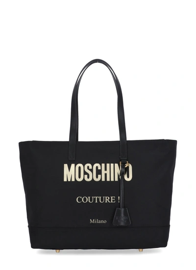 Shop Moschino Loged Tote Bag In Fantasia Nero