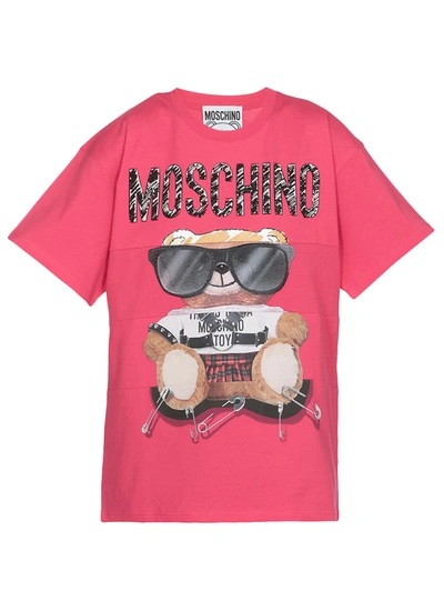 Shop Moschino Mixed Teddy Bear T-shirt In Fuchsia