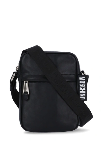 Shop Moschino Leather Shoulder Bag In Black
