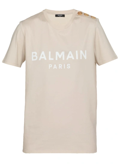 Shop Balmain Loged T-shirt In Ivoire/blanc