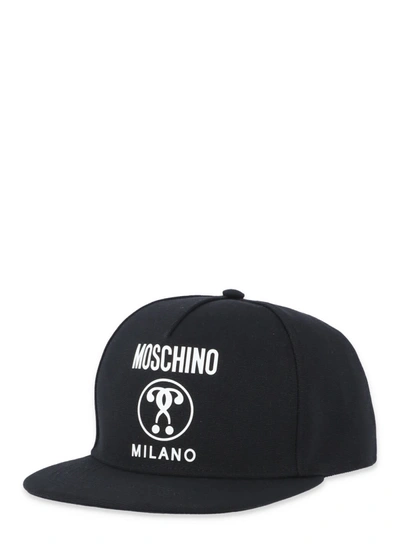 Shop Moschino Double Question Mark Baseball Cap In Black