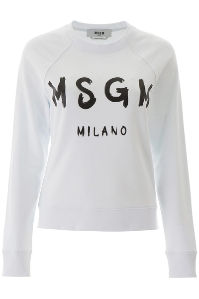 Shop Msgm Logo Print Sweatshirt In Optical White (white)