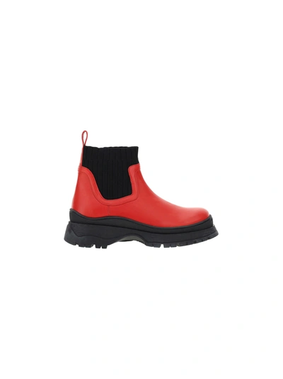 Shop Staud Ankle Boots In Tomato/black