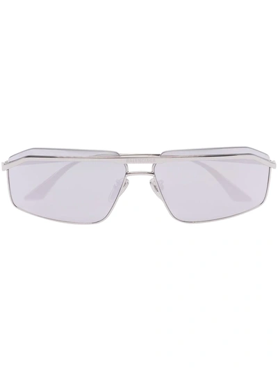 Shop Balenciaga Rectangle-frame Sunglasses In Silver