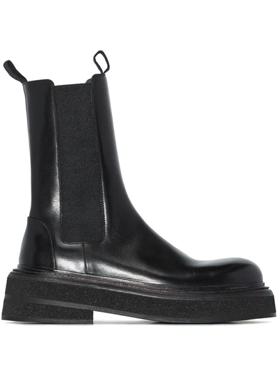 Shop Marsèll Zuccone Leather Ankle Boots In 黑色
