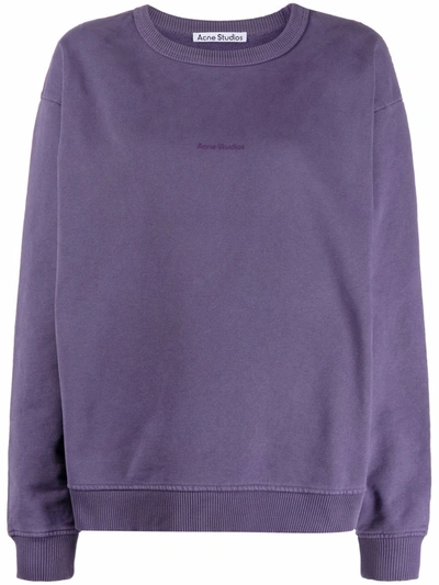 Shop Acne Studios Logo-print Crew Neck Sweatshirt In 紫色