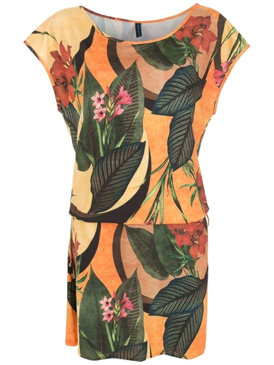 Shop Lygia & Nanny Floral Leaf Print Belted Dress In 黄色