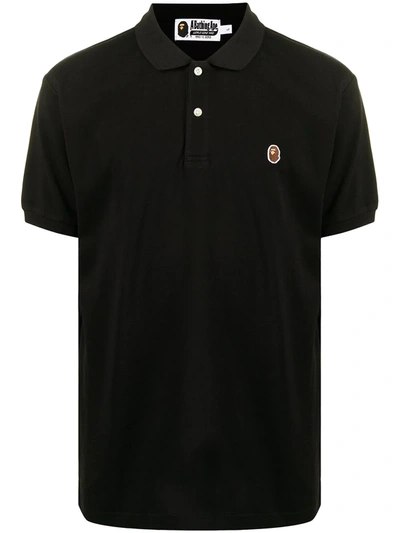 Shop A Bathing Ape Logo-patch Short-sleeved Polo Shirt In 黑色