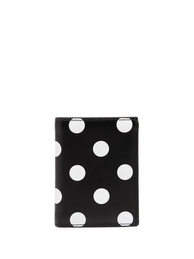 Shop Comme Des Garçons Polka Dot-print Leather Cardholder In 黑色