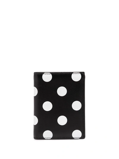 Comme Des Garçons Polka Dot-print Leather Cardholder In 黑色