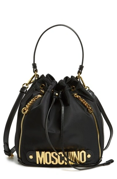Shop Moschino 'letters' Bucket Bag In Black