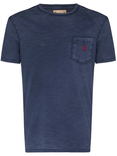 Shop Polo Ralph Lauren Logo-embroidered T-shirt In Blue