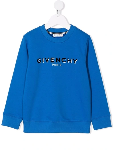 Shop Givenchy Logo Print Sweatshirt In Blue