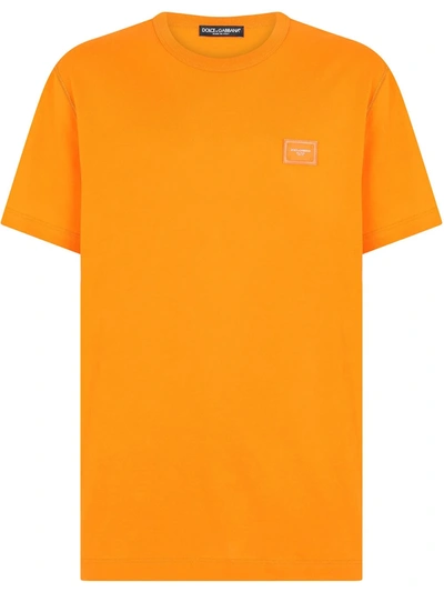 Shop Dolce & Gabbana Logo-appliqué Cotton T-shirt In Orange
