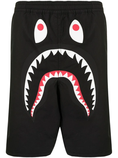 Shop A Bathing Ape Shark-print Track Shorts In Schwarz