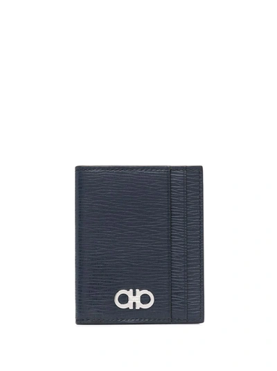 Shop Ferragamo Logo-print Leather Cardholder In Blau