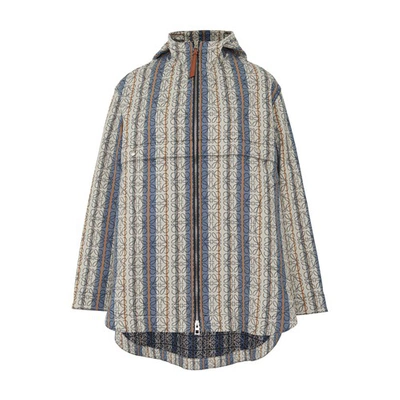 Shop Loewe Jacket With Jacquard Pattern In Blue Multicolor