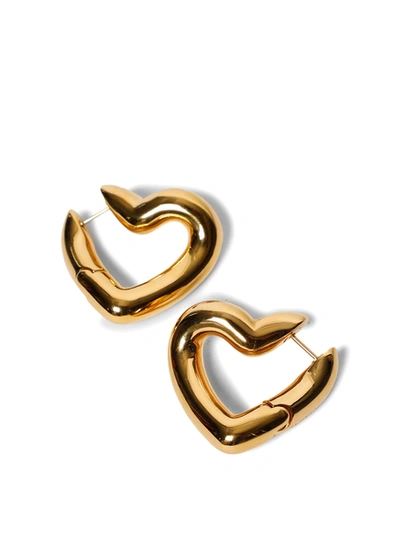Shop Balenciaga Shiny Gold-tone Loop Heart Earrings