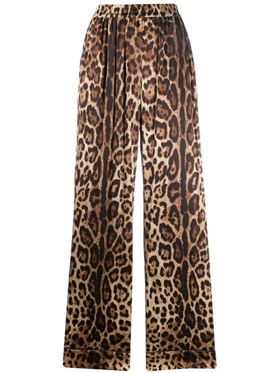 Shop Dolce & Gabbana Leopard-print Satin Pajama Pants In Nero