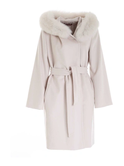 Max Mara Mango White Coat With Fur | ModeSens