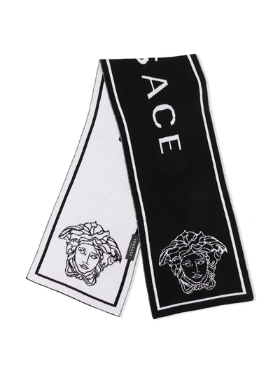 Shop Versace Medusa Intarsia-knit Scarf In 黑色