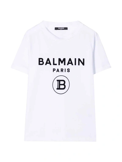 Shop Balmain Unisex White T-shirt In Bianco/nero