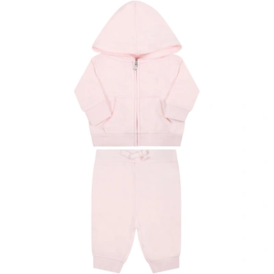 Shop Ralph Lauren Tracksuit For Baby Girl With Pony Logo In Pink