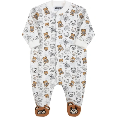 Shop Moschino White Babygrow For Baby Kids With Teddy Bears