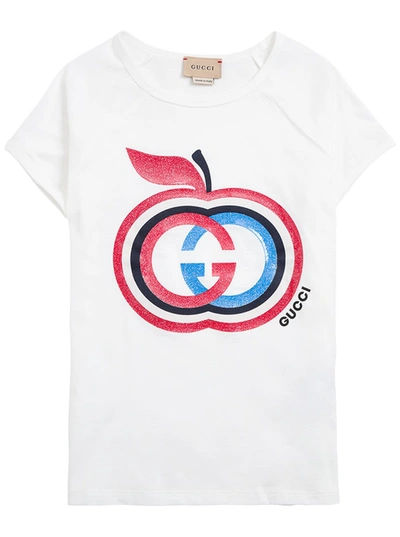 Shop Gucci Cotton T-shirt With Gg Print In White