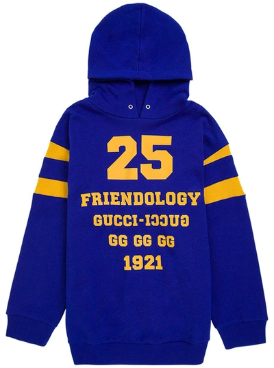 Shop Gucci Blue Cotton Hoodie With Print