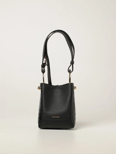 Strathberry nano wool bag in textured leather