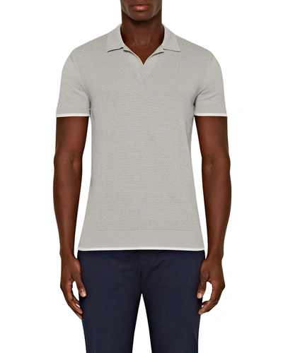 Shop Orlebar Brown Men's Horton Cotton Lattice Polo Shirt In Rock Salt/white S