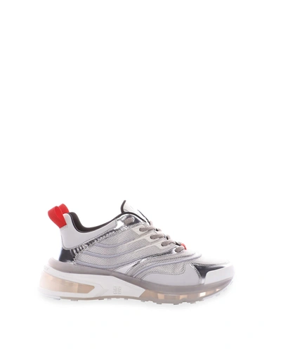 Shop Givenchy Men's Giv 1 Metallic Mesh Clear-sole Runner Sneakers In Silvery