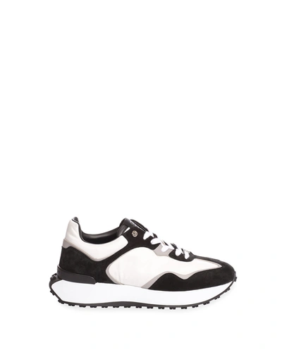 Shop Givenchy Men's Tricolor Logo-sole Runner Sneakers In Black Grey White
