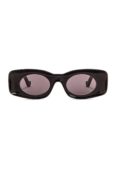 Shop Loewe Paula's Ibiza Rectangular Acetate Sunglasses In Shiny Black & Smoke