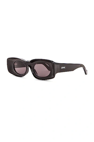 Shop Loewe Paula's Ibiza Rectangular Acetate Sunglasses In Shiny Black & Smoke