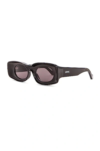 Loewe Paula's Ibiza Rectangular Acetate Sunglasses In Shiny Black & Smoke