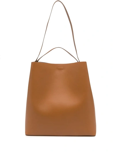 Shop Aesther Ekme Large Leather Tote Bag In Brown