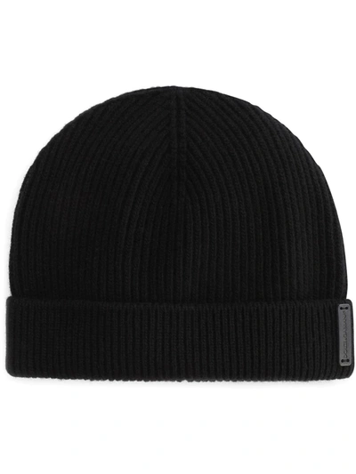 Shop Dolce & Gabbana Fine-ribbed Beanie In Black