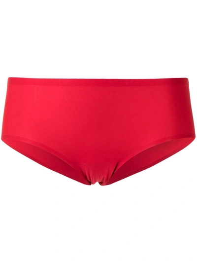 Shop Chantelle Soft Stretch Mid-rise Briefs In Red