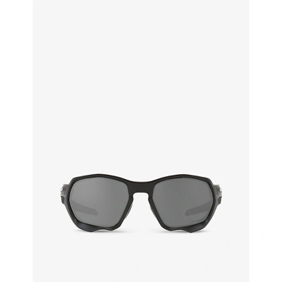 Shop Oakley Mens Black Oo9019 Plazma Rectangle-frame Nylon Sunglasses