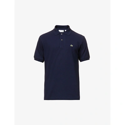 Shop Lacoste Mens Navy Logo-embroidered Cotton-piqué Polo Shirt M