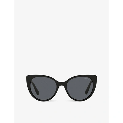Shop Miu Miu Women's Black Mu04xs Cat Eye-frame Acetate Sunglasses