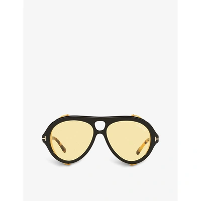 Shop Tom Ford Women's Black Ft0882 Neughman Pilot-frame Acetate Sunglasses