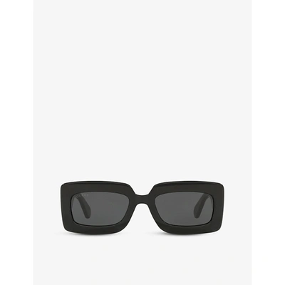 Shop Gucci Women's Black Gg0811s Square-frame Acetate Sunglasses