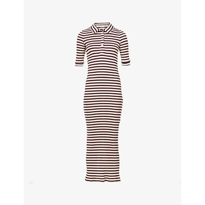 Shop Rosetta Getty Womens Multi Striped Cotton-jersey Midi Dress S
