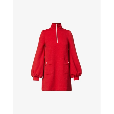 Shop Gucci Womens Live Red Gg Logo-embossed High-neck Jersey Mini Dress Xxs
