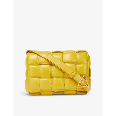 Shop Bottega Veneta Padded Cassette Intrecciato Leather Cross-body Bag In Mirabelle Gold