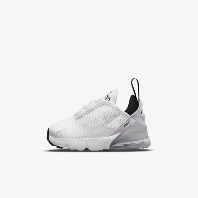 Shop Nike Air Max 270 Baby/toddler Shoes In White,black,metallic Silver,pure Violet